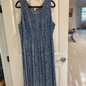 Croft & Barrow® Smocked Challis Dress Turqoise Sw